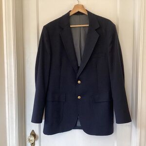 Vintage Boston Store Navy Blazer Men’s 41R Brass Buttons Pockets Lightweight